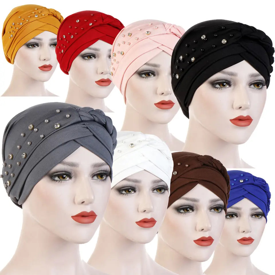 Single Braid Half Jeweled Turban